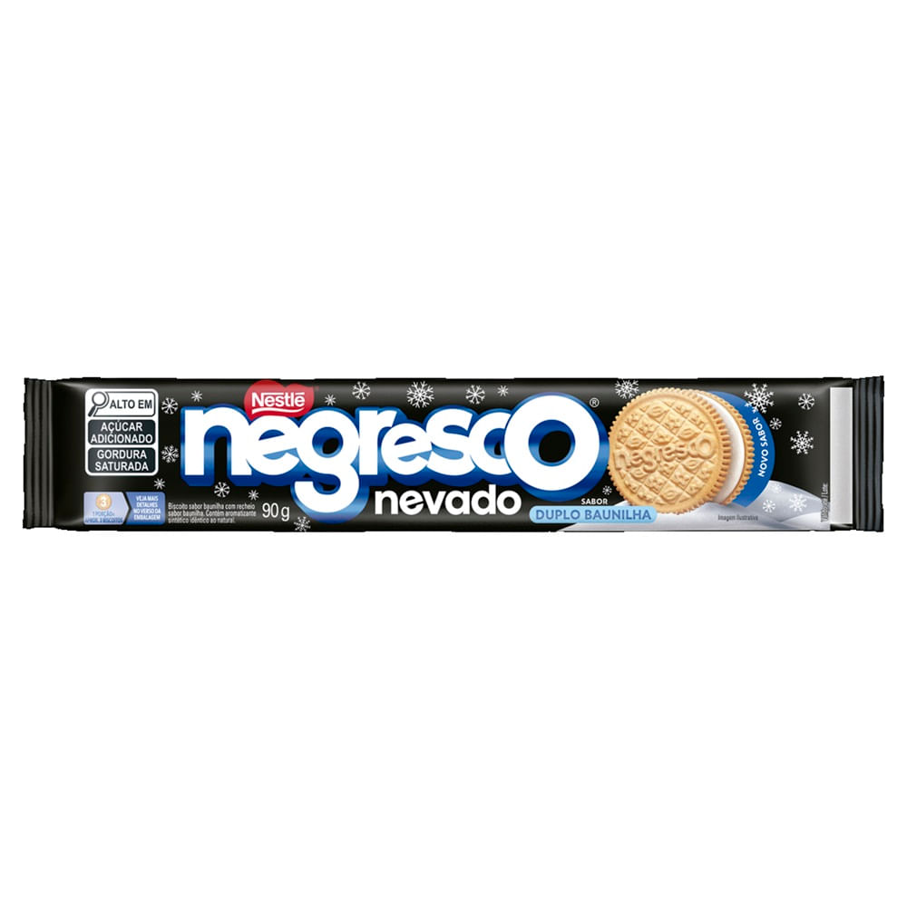 Biscoito recheado Nestlé Negresco Nevado 90g Duplo Baunilha