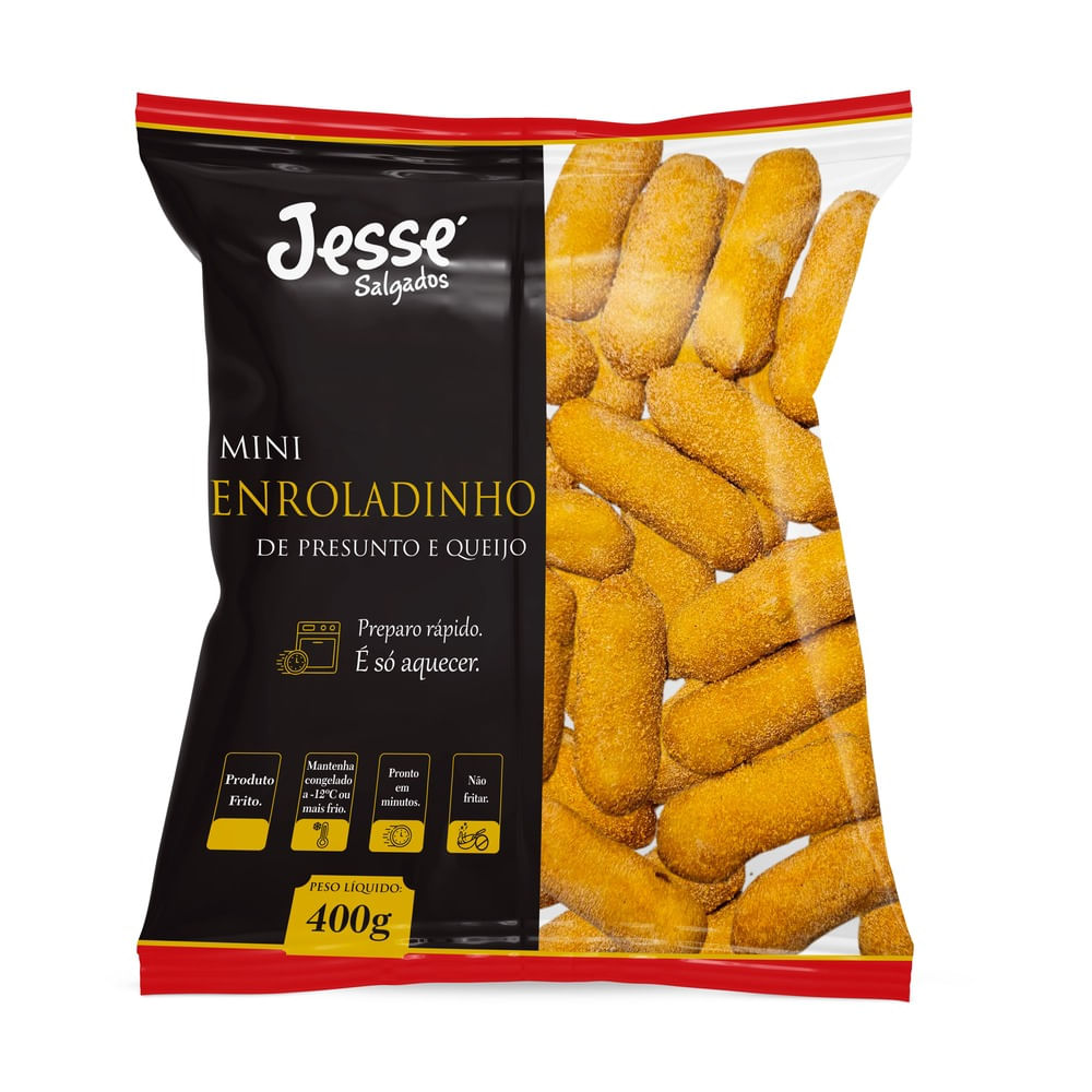 Mini Enroladinho de presunto e queijo Jessé Salgados 400g