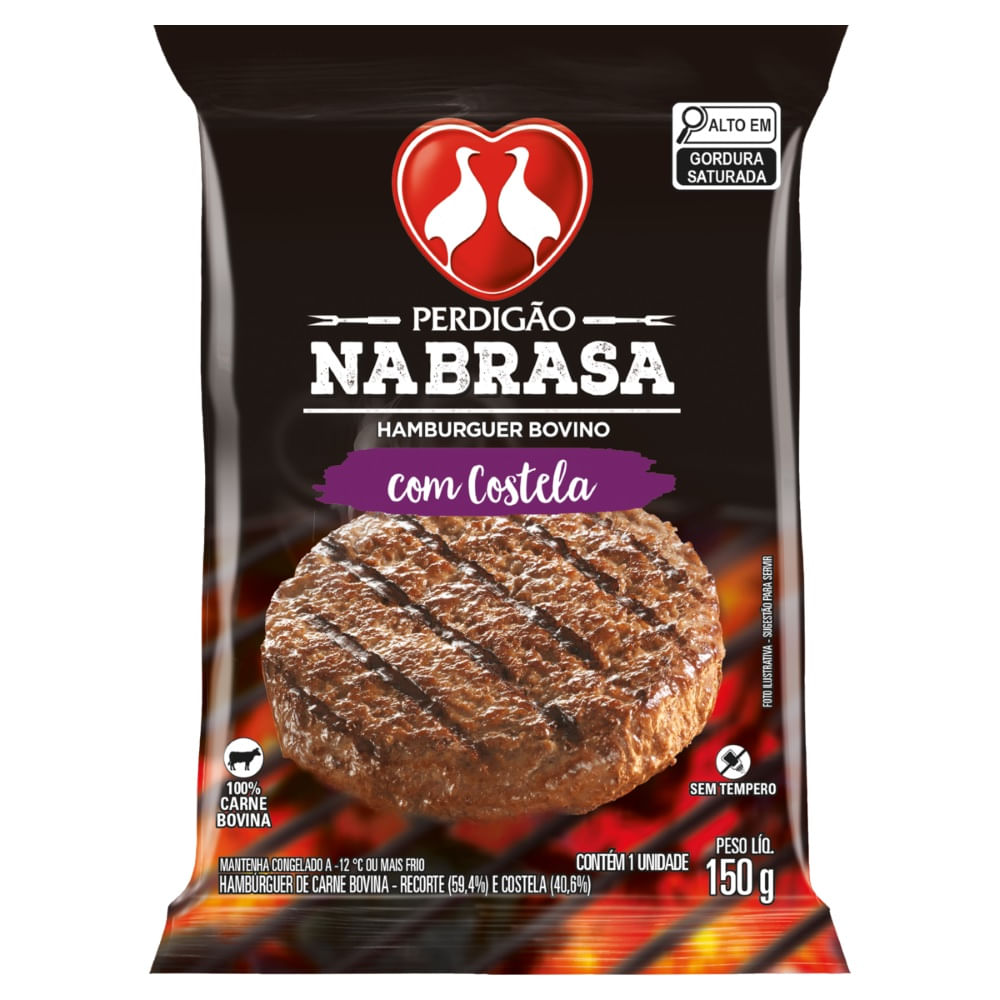 Hamburguer bovino Perdigão Nabrasa 150g Costela