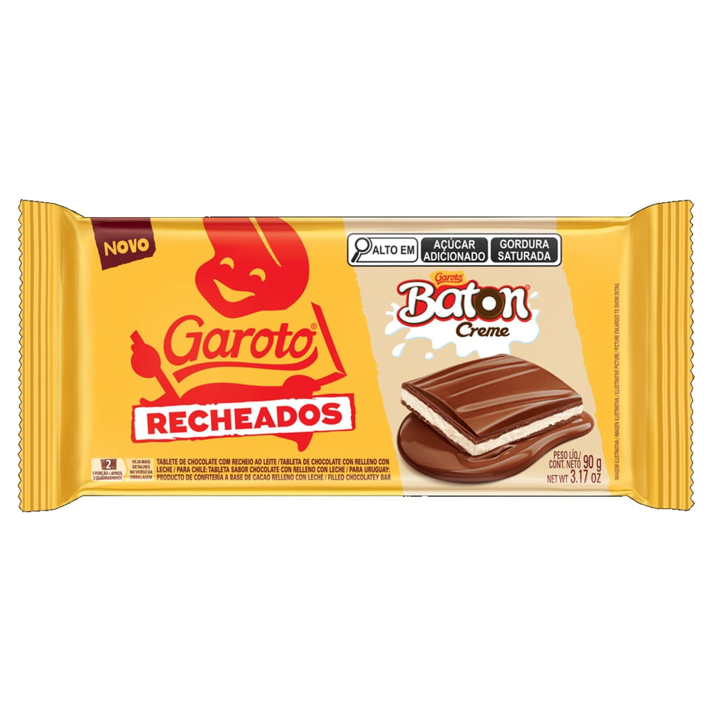 Chocolate Garoto Recheado Baton Creme 90g