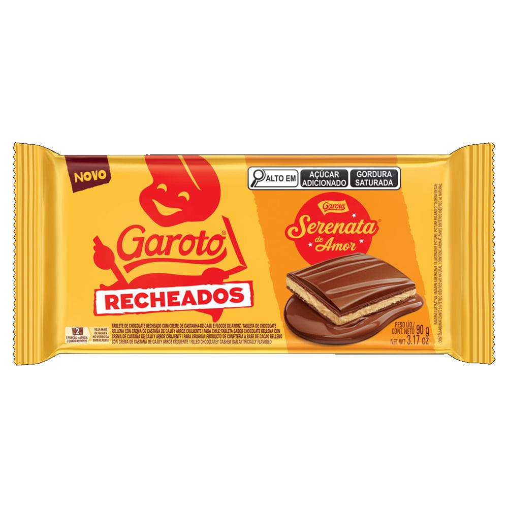 Chocolate Garoto Tablete recheado 90g Serenata de Amor