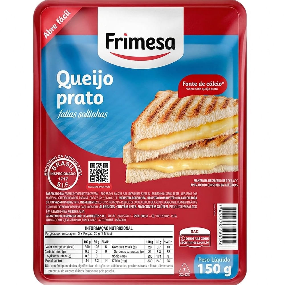 Queijo Prato Frimesa 150g Fatiado