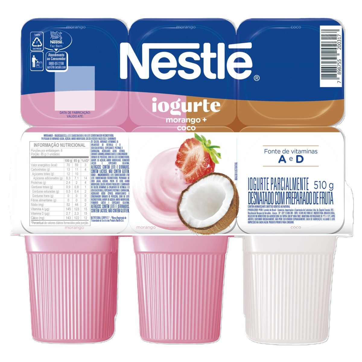 Iogurte polpa Nestlé Morango + Coco 510g