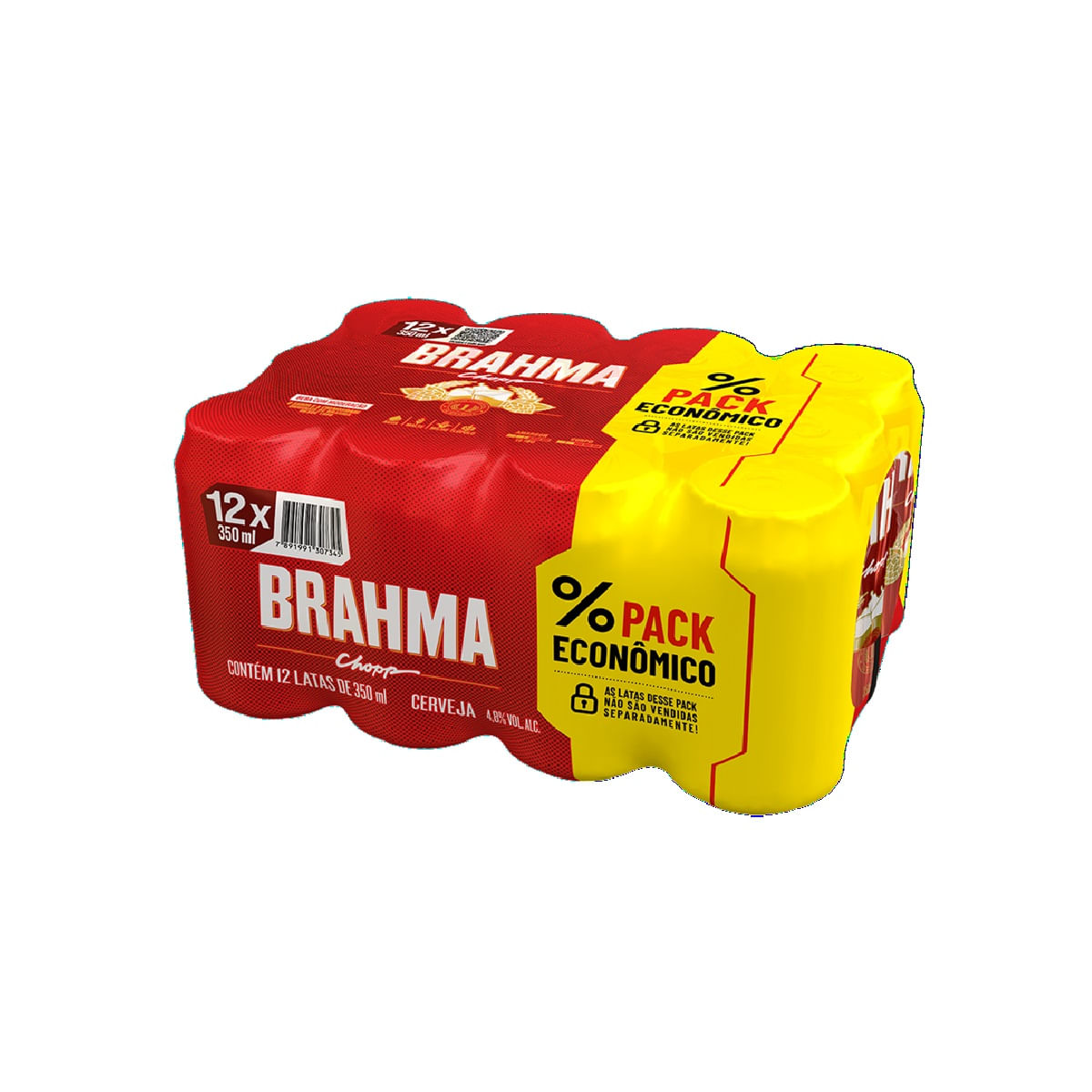 Cerveja Brahma lata 350ml com 12 unidades pack econômico