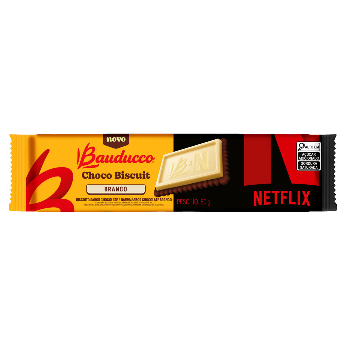 Biscoito Bauducco Choco Biscuit Branco Netflix 80g
