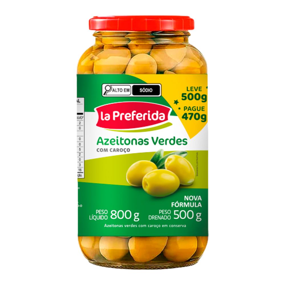 Azeitona Verde La Preferida Leve 500g Pague 470g