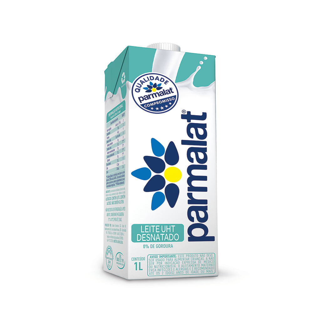 Leite Longa Vida Parmalat 1L Desnatado Com Tampa